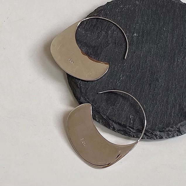 925 Sterling Silver High-Polish Irregular Half-Turn Exaggerated Hoop Earrings!